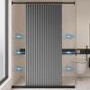 Foldable Shower Curtain Without Drilling, Mold-Resistant, Waterproof/Washable, Durable, Easy to Remove, Gray, W140 × H180 cm view 1