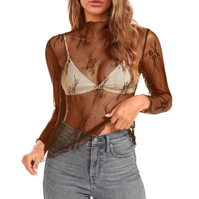Women's Sheer Mesh Long-Sleeve Top