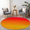 Minimalist Color-Block Washable Round Rug, 150 cm, Orange, Non-Slip view 2