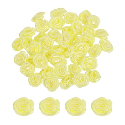 QUARKZMAN 0.6" Satin Rose Ribbons for Crafts - 50 Pack