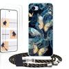 WUACYEAMING Case Compatible with Google Pixel 3a XL, Strap and 2 Tempered Glass Screen Protectors, Transparent Silicone, Butterfly Pattern view 1