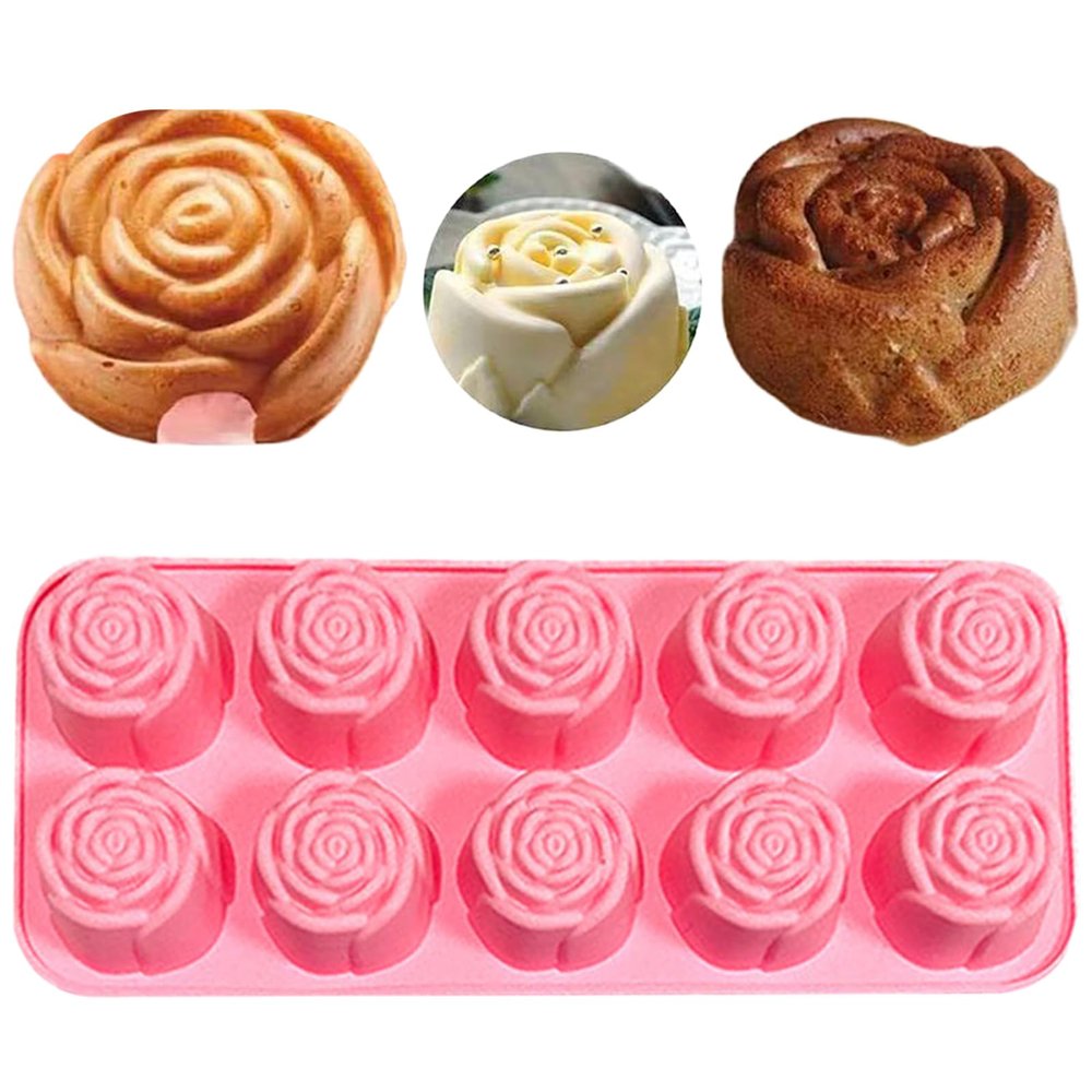 Silicone Chocolate Molds, 10-Cavity Rose Flower Shape