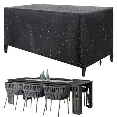 ZDLLDZ Waterproof Outdoor Table Cover, 370 x 275 x 40 cm, Black 420D Oxford Fabric