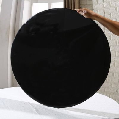 Round Black Tempered-Glass Kitchen Dining Tabletop, 8 mm, 17–40 in (98 cm/39 in)
