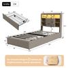 QMTXBYJ Upholstered Bed 90 x 200 cm with 2 Drawers, LED Lighting and Charging Station, Beige view 2