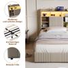 QMTXBYJ Upholstered Bed 90 x 200 cm with 2 Drawers, LED Lighting and Charging Station, Beige view 4