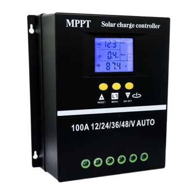 MPPT 100A Solar Charge Controller, 12V/24V/36V/48V, LCD, Dual USB