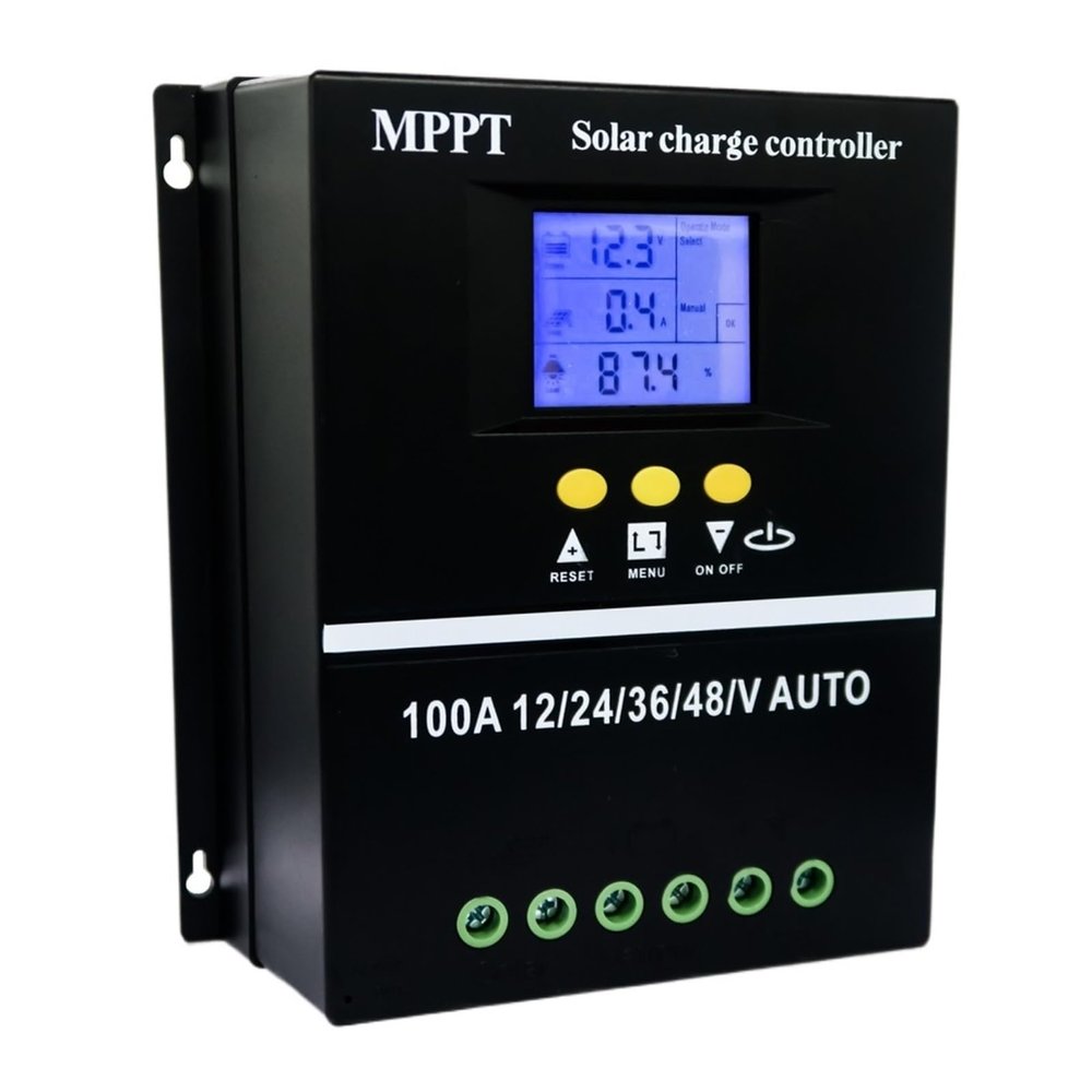 MPPT 100A Solar Charge Controller, 12V/24V/36V/48V, LCD, Dual USB