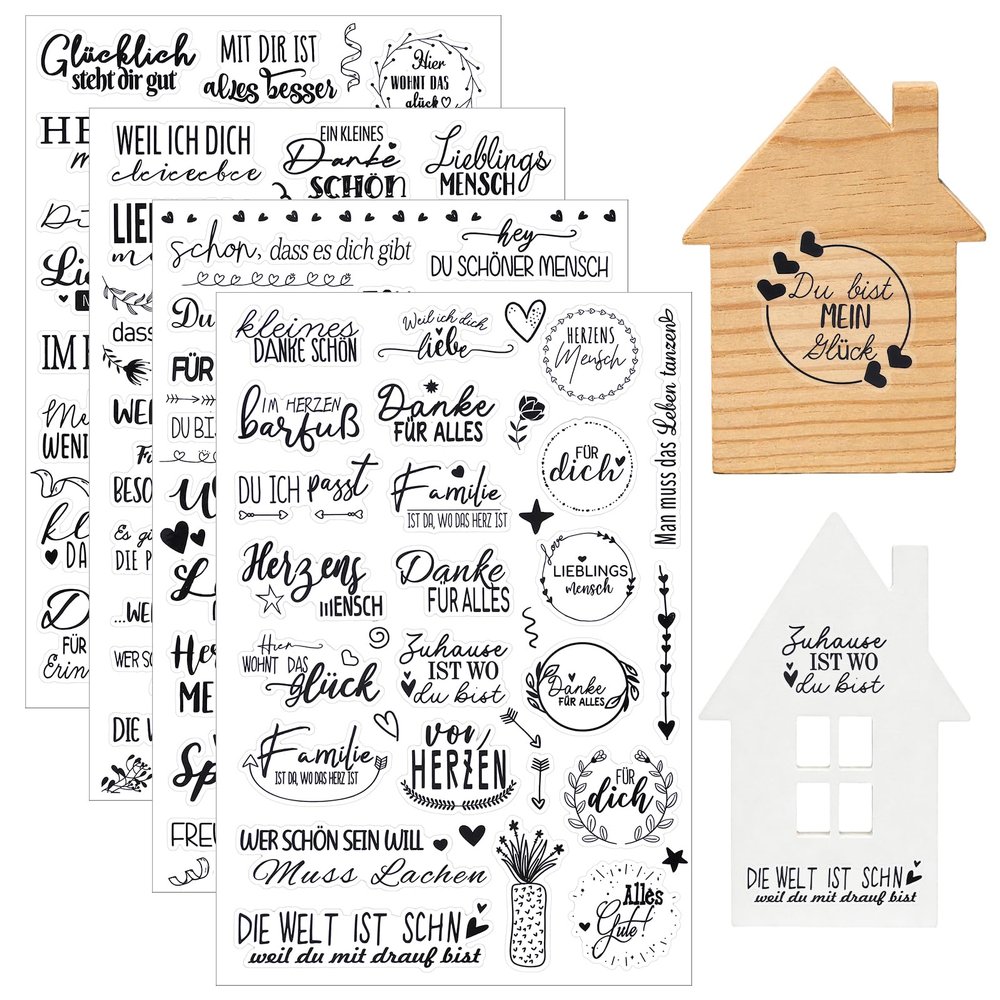 4 Pack Rub-On Stickers, UV Transfer Film 19x14cm