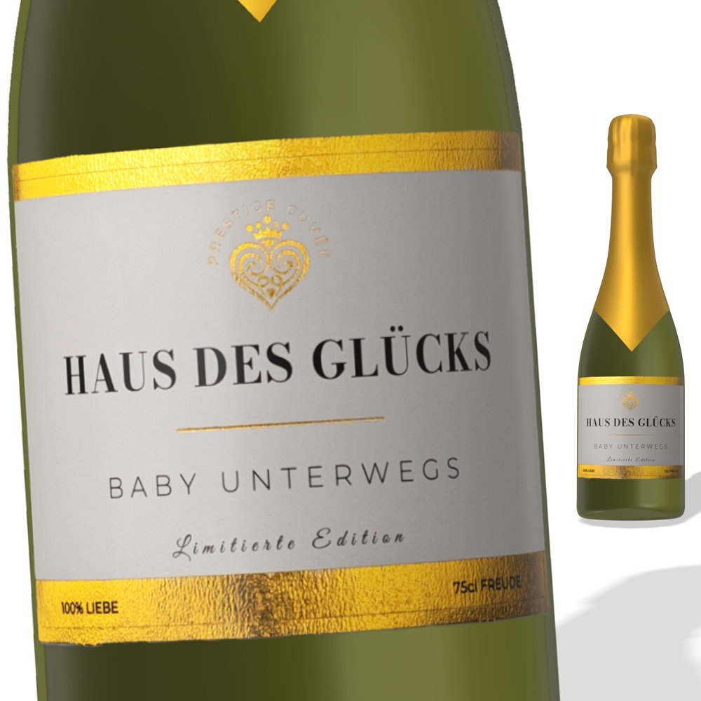 FunFest - Champagne Label - Baby on the Way - White & Gold