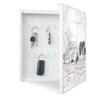 banjado Large Metal Key Cabinet, 30 x 30 cm, 32 Hooks, White Body, Right Hinge, Rural Scene with Cow view 4