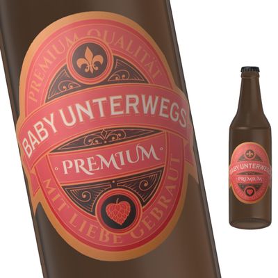 FunFest - 3-Pack Beer Bottle Labels - Baby on the Way - Green & Gold