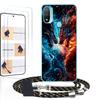 WUACYEAMING Case for Motorola Moto E20 with Lanyard and 2 Tempered Glass Screen Protectors, Clear Silicone, Dragon Pattern view 1