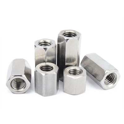 Long Rod Coupling Nut, GB56 304 Stainless Steel Hex Coupling Nuts M6–M16, Assorted Sizes, Pack (M10 x 17 x 20 mm, 2 pcs)