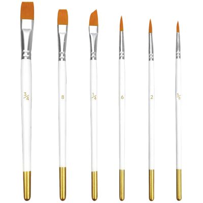 Artist Brush Set of 6 with Wooden Handles