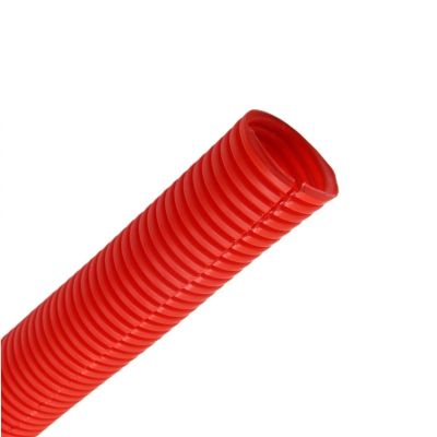 Flexible Power Cable Conduit, PP Corrugated, Red, OD 28.5 x ID 23 mm, 5 m