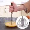 Gnrique Semi-Automatic Whisk 7.2 x 30.5 cm | Hand Beater | Rotating Egg Whisk with Wooden Handle, Stainless Steel Mixing Rod view 2