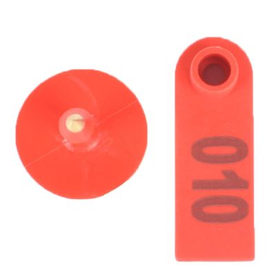 Livestock Ear Tags, 100 Plastic Tags, Easy to Use for Goats, Sheep, Pigs and Calves, Red 001-100