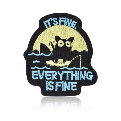 QianSiLi Ironical Cat 'It's Fine' Iron-On Patch