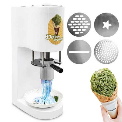 80 W Stainless Steel Electric Ice Cream Maker for Spaghetti Ice, 4 Molds, 30 L/h