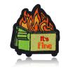 QianSiLi Ironical Burning Trash Can 'It's Fine' Iron-On Patch view 1