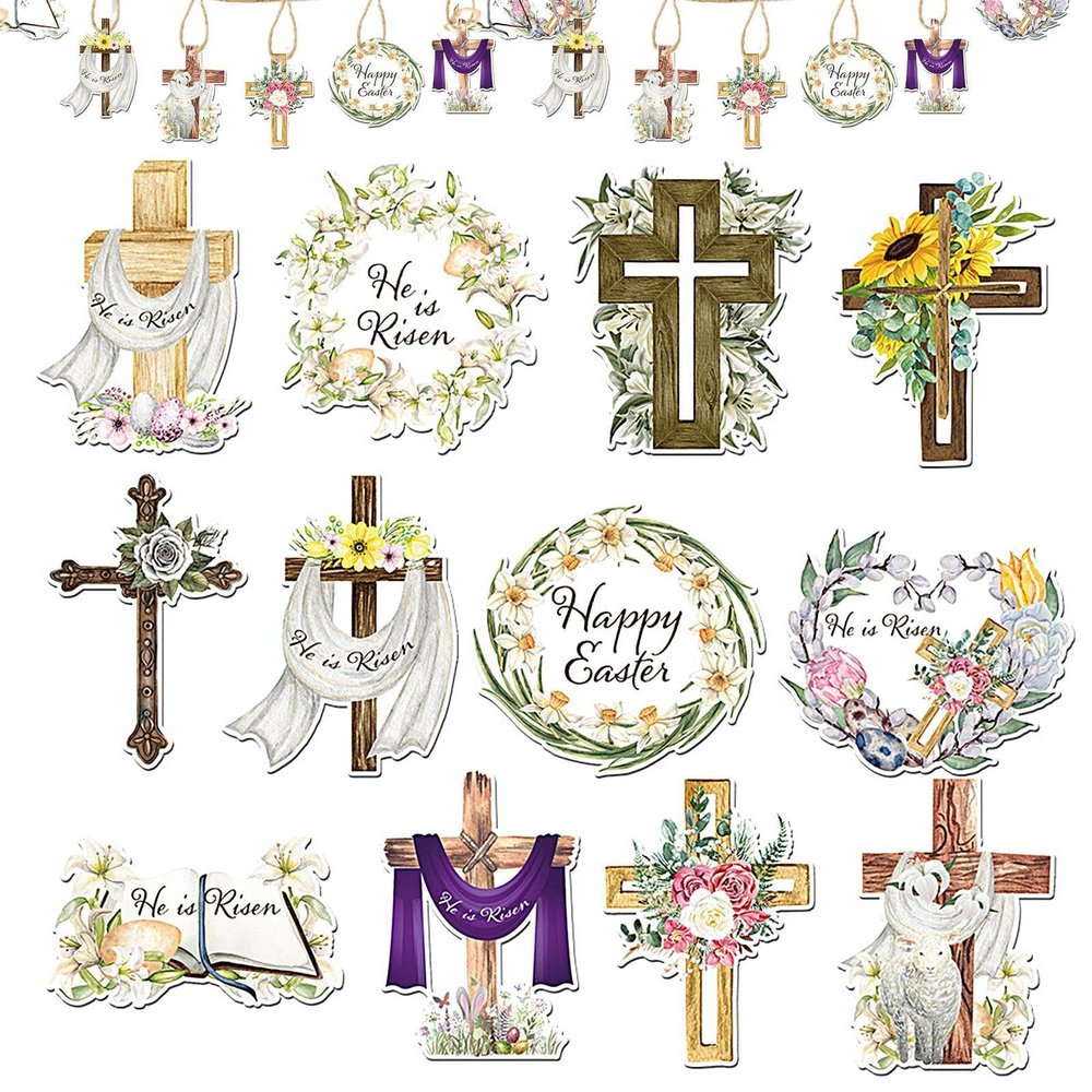 Szaluyk Easter Decorations Wooden Set - 24 Pieces