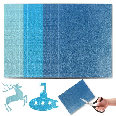 Glitter Paper for Crafting A4, 15 Sheets Blue 250g/m