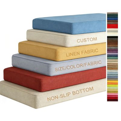 Custom Bench Cushion with Removable Cover, Non-Slip Base, 6 cm Thick Linen Fabric