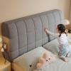 Velvet Bed Headboard Cover, Stretchable Padded Protector, 190 x 60 cm, Dark Gray view 1