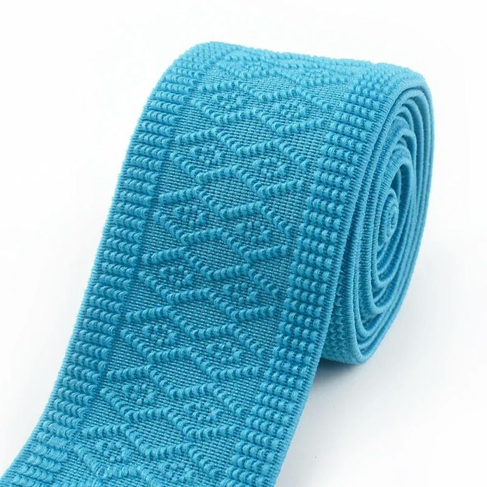 EYZJQSTUV Flat Wide Elastic Band, Polyester Elastic for Sewing and DIY, Lake Blue, 50 mm Wide, 15 m Long (1M)