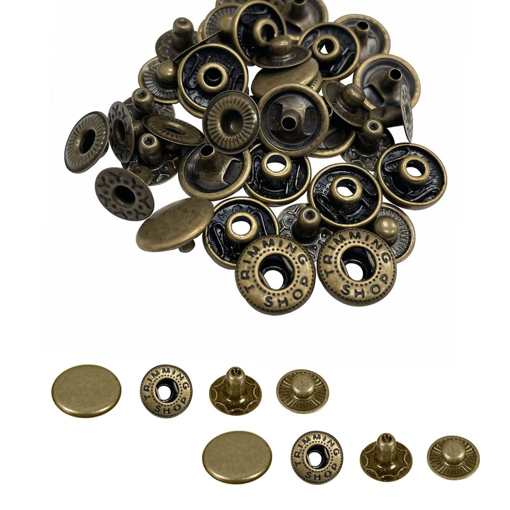 12 mm S-Spring Snap Fasteners, 4-Piece Set, Bronze, 20 Pieces