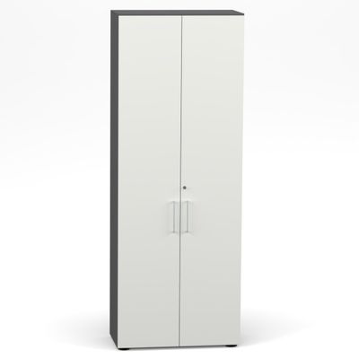 CABINO Hinged-Door Filing Cabinet 80 x 42 x 216 cm, Lockable, 6 OH, Graphite/White