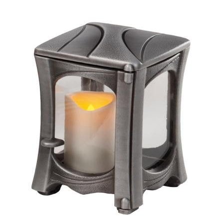 Decorative Gray-Patina Aluminum Grave Lantern