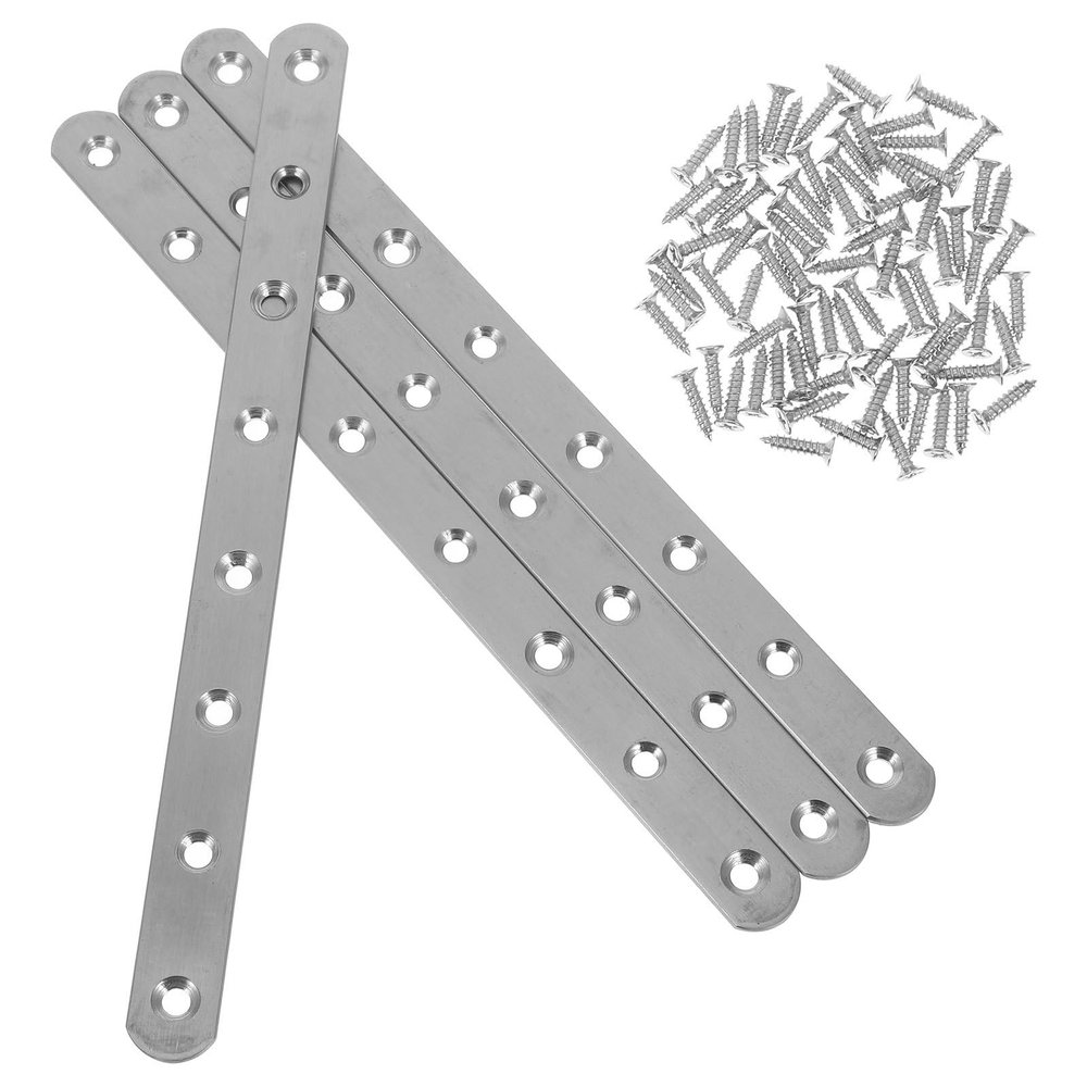 MAGICLULU Stainless Steel Angle Brackets for Shelves, 8 Holes, 4-Pack, 245 mm, with Mounting Screws