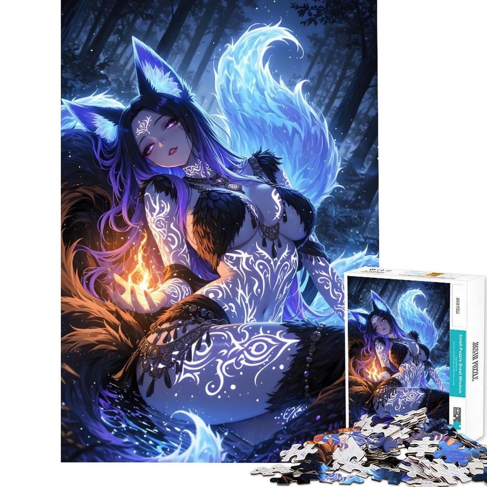 1,000-Piece Fox Spirit Woman in the Forest Puzzle for Teens, 50 x 75 cm