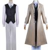 CHUNLEI Dazai Cosplay Costume with Wig, Bungo Stray Dogs Men's Uniform Set, Halloween, Khaki, L view 3