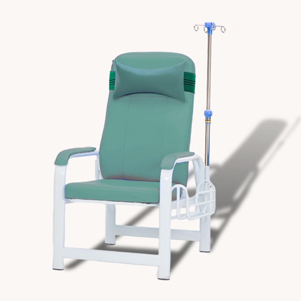 Adjustable Armrest and IV Pole Chair with Softly Padded Seat for Blood Draws