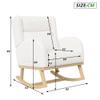 KatFash Upholstered Rocking Chair, Cream White, Natural Wood, 92 x 89 cm view 2
