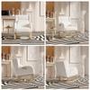KatFash Upholstered Rocking Chair, Cream White, Natural Wood, 92 x 89 cm view 3