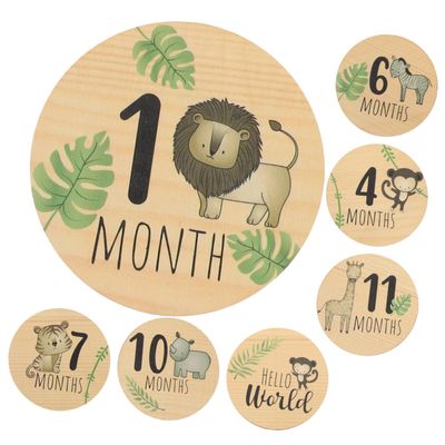 MAJORMENCH 7-Piece Baby Month Wooden Signs, Lightweight and Safe, Khaki, for Baby Photos and Baby Parties