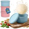 BoxedHome Pizza Dough Ball Box with Lid, BPA-Free Silicone, 4-Pack, 700 mL, Blue & Pink view 1