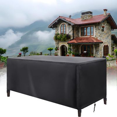 ZDLLDZ Waterproof Patio Furniture Cover 365 x 130 x 45 cm, 420D Oxford Fabric, Black/Silver