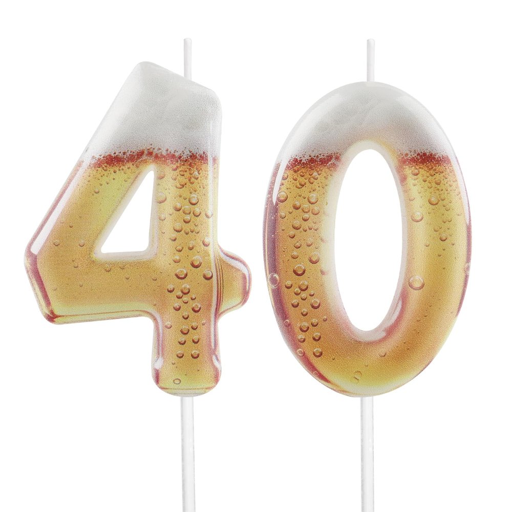 Beer-Themed Birthday Candle Number 40