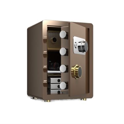 Home Safe Box, Mechanical Combination Safe with Hidden Compartment, Brown