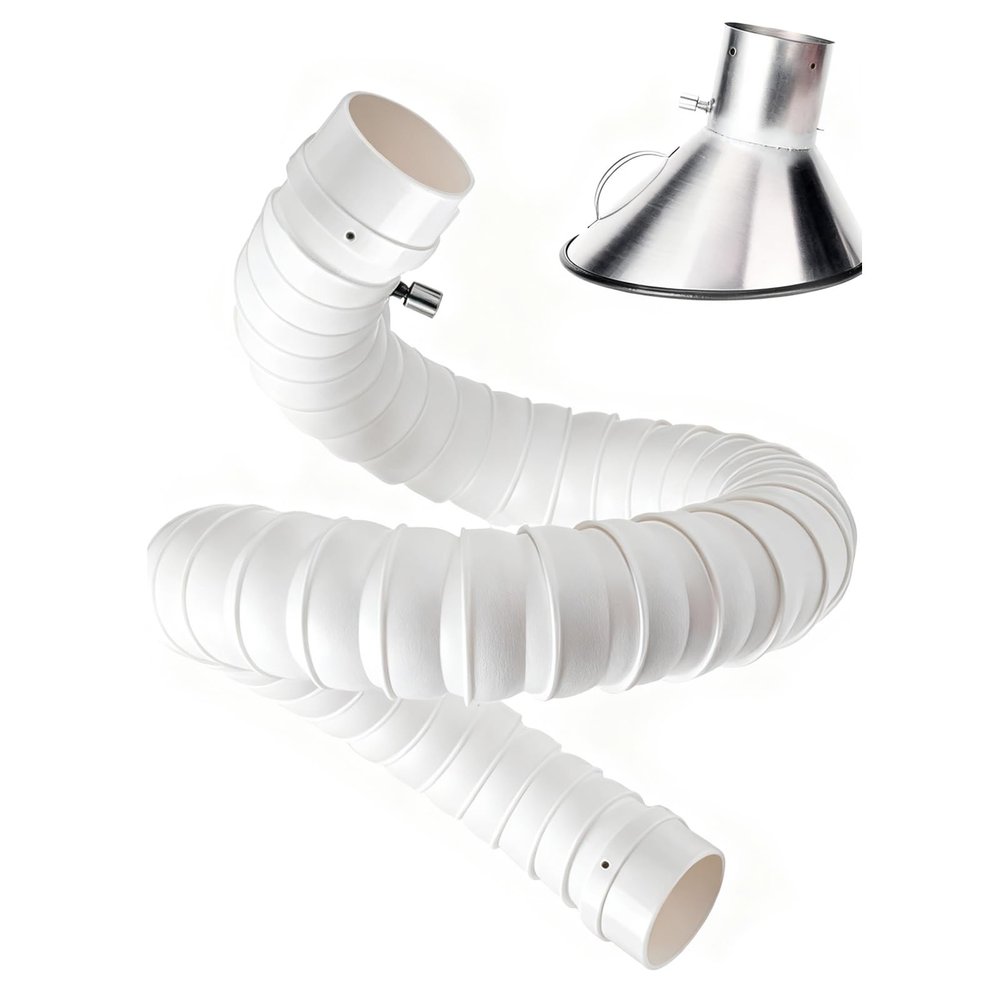 Solder Fume Extraction Arm, Articulated Smoke Extraction Hose, Adjustable, White, 200 mm/7.9 in × 2.5 m/8.2 ft
