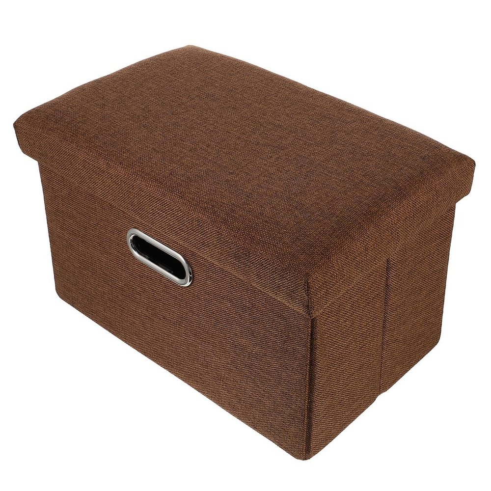 SECFOU Foldable Cotton and Linen Storage Ottoman with Large Capacity