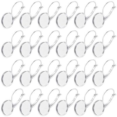 SUNNYCLUE 40 Pcs 14mm Cabochon Earring Hooks