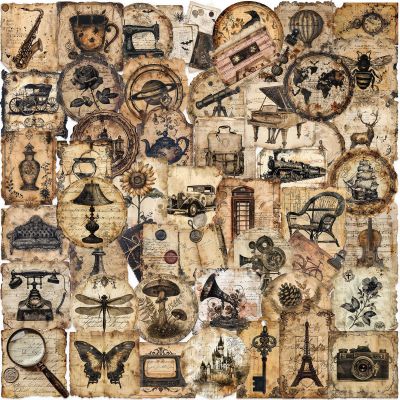 Alethron Vintage Stickers, 100 Retro Stickers