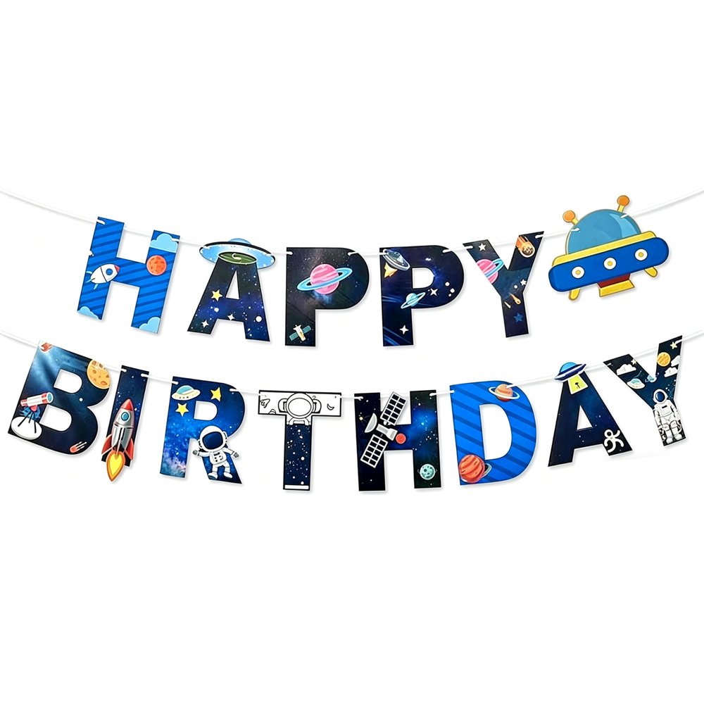 Happy Birthday Garland - Galaxy Party Decoration Banner