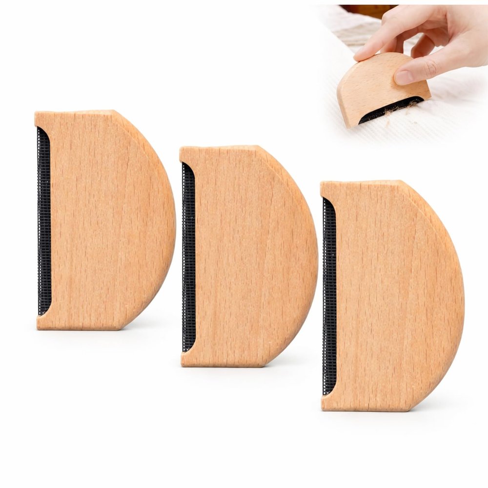 3-Piece Wooden Fabric Shaver Set